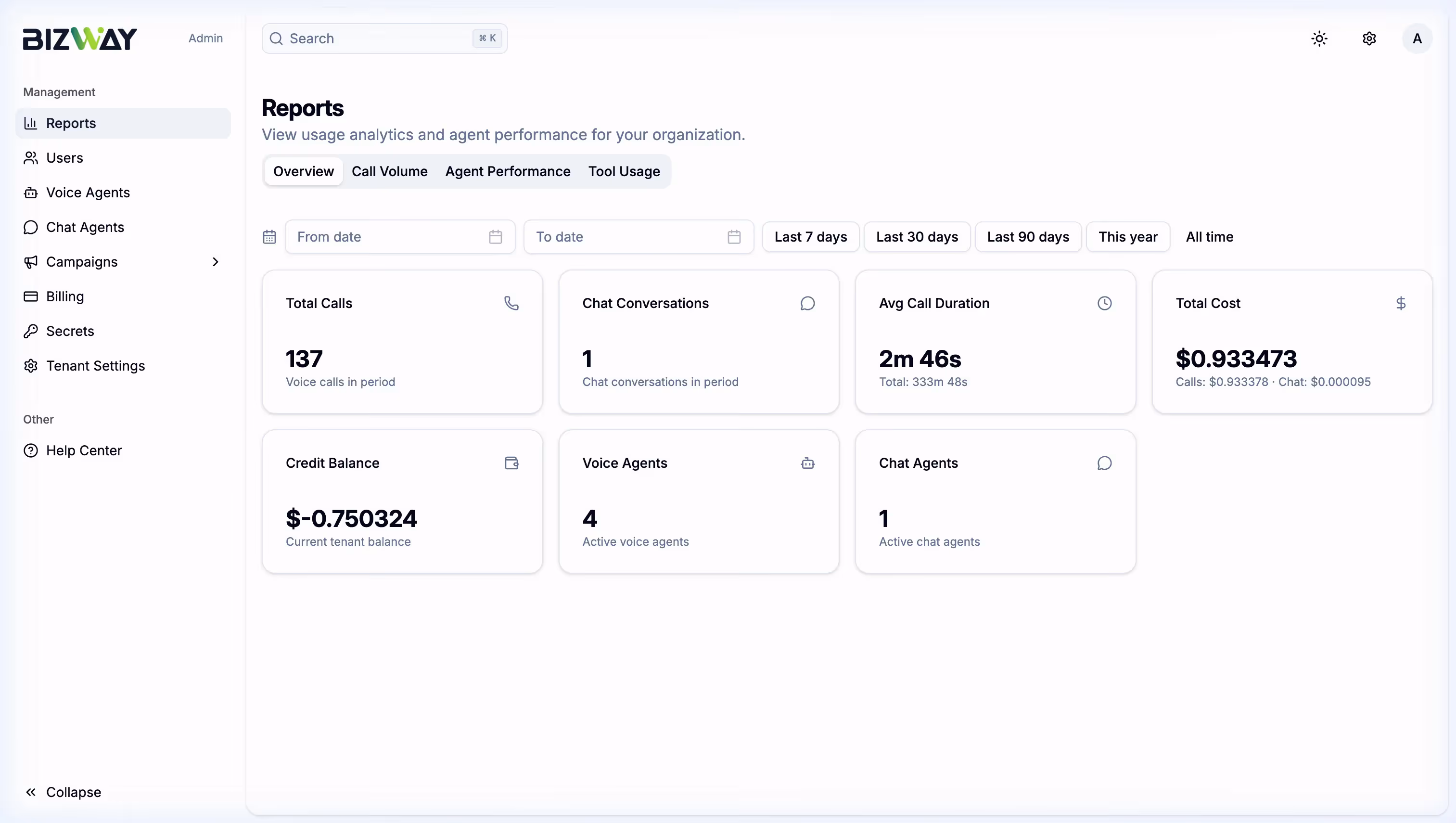 Bizway chat agent helping a website visitor